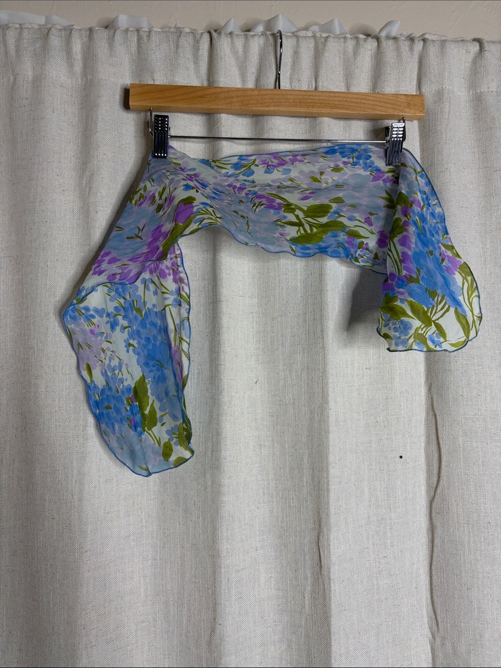 Sheer Floral Scarf in Blue, Purple and Green - Women Accessories Scarves & Wraps